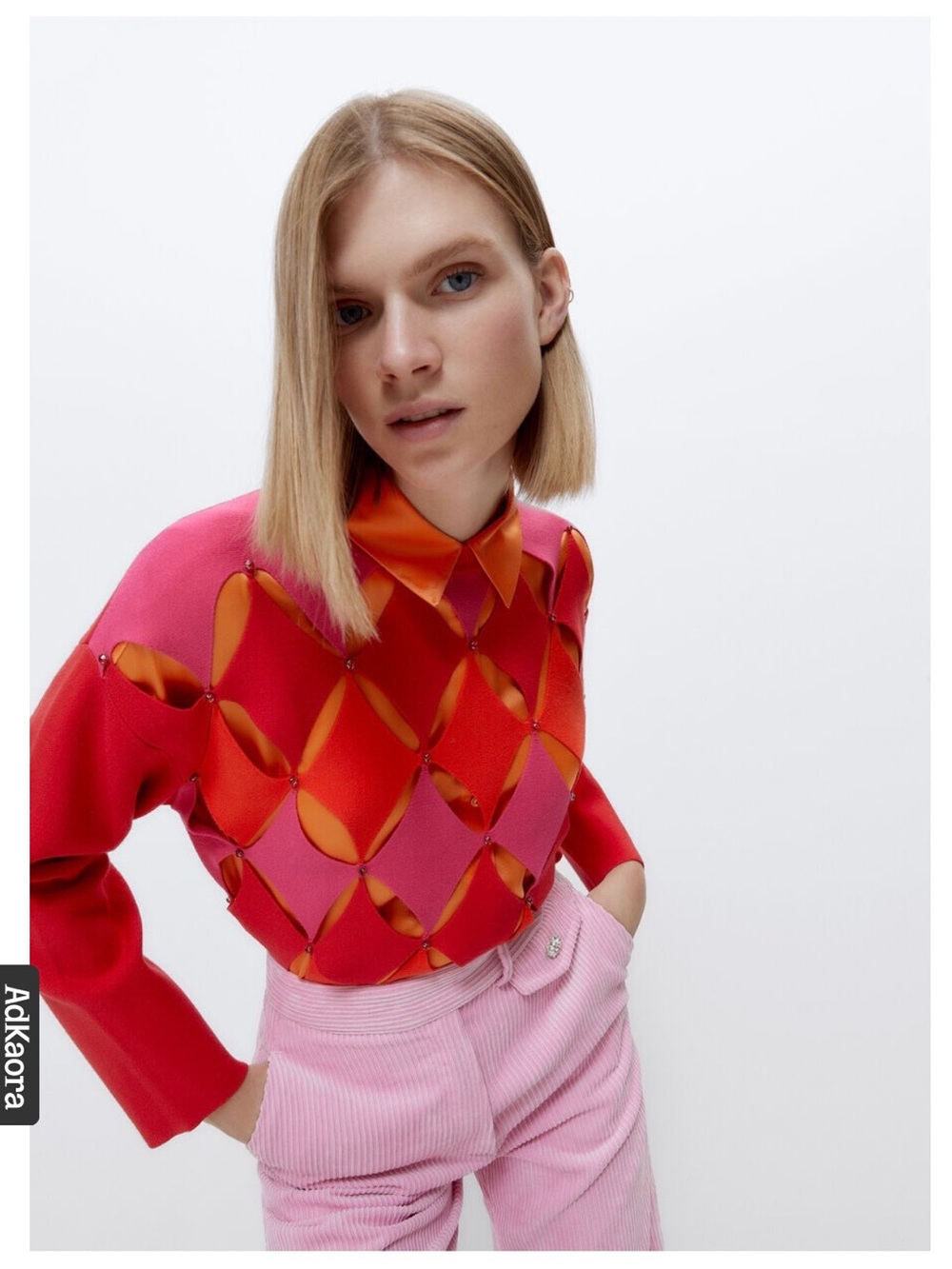 Uterqüe Women’s Colorful Diamond Knit Sweater
